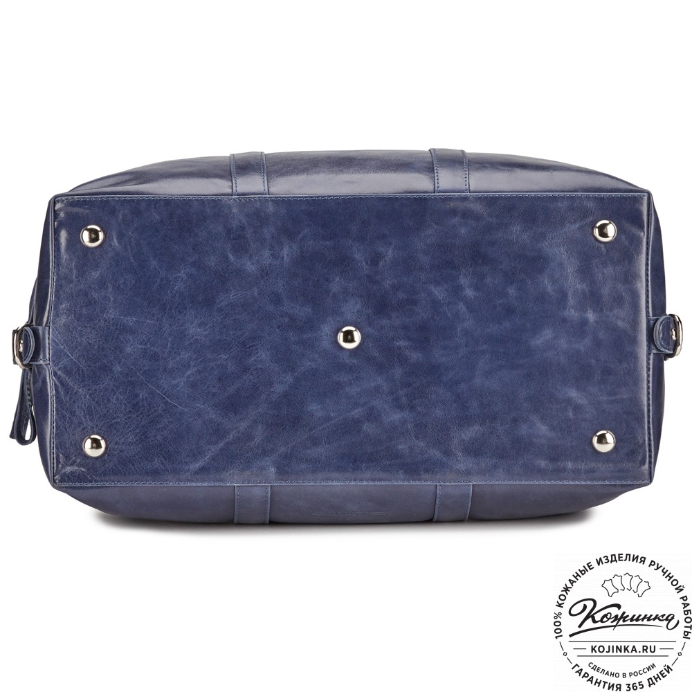 Кожаная дорожно-спортивная сумка Англия (синяя)