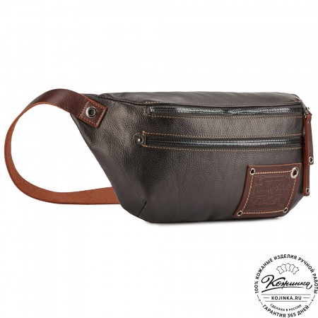 Кожаная нагрудная сумка "Мельбурн" (черная)