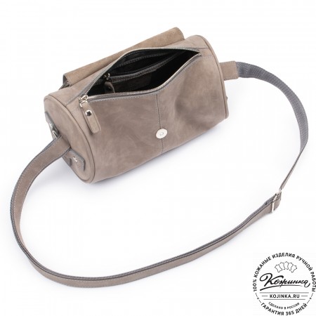 Кожаная сумка "Джерри" (серый крейзи)