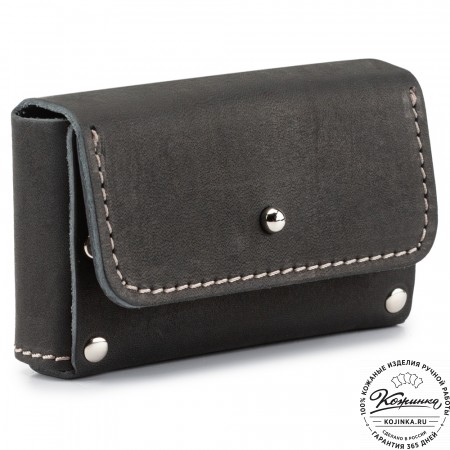 Кожаный картхолдер "Тироль" (чёрный) 