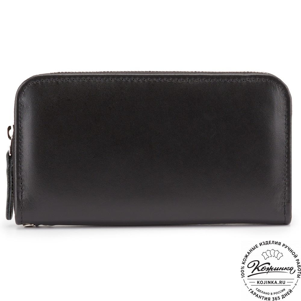 Кожаный клатч "Картер" (чёрная гладкая кожа) 