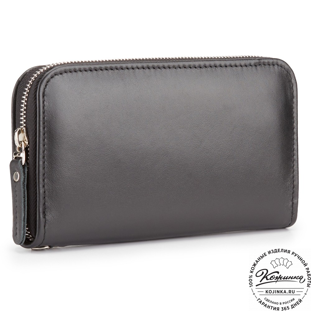 Кожаный клатч "Картер" (чёрная гладкая кожа) 