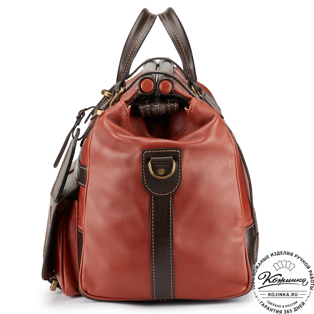 Кожаный дорожный саквояж "Большой" (светло-коричневый)