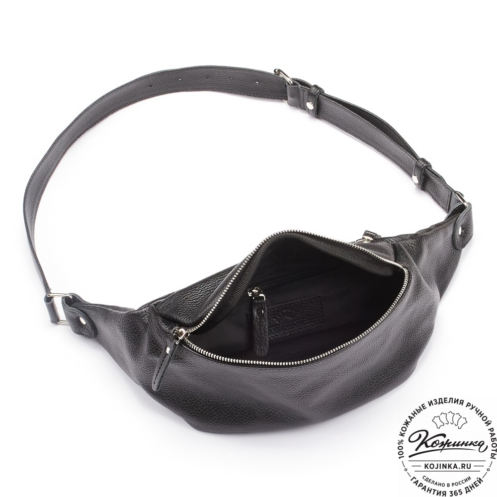 Кожаная сумка на пояс "Шерман" (чёрная) 