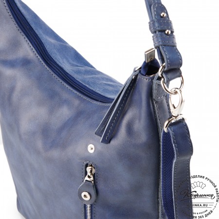Женская кожаная сумка "Эмилия" (синяя)
