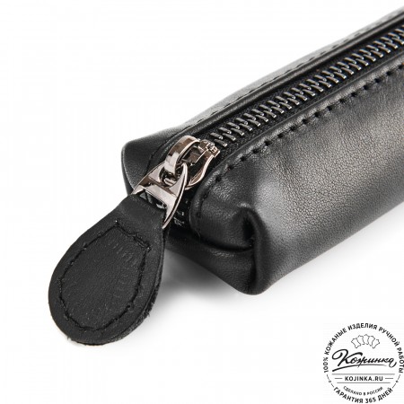 Кожаная мини-косметичка "Лонг" (чёрная)