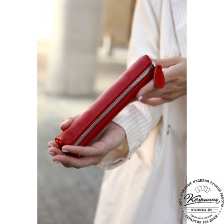 Кожаная мини-косметичка "Лонг" (бежевая)