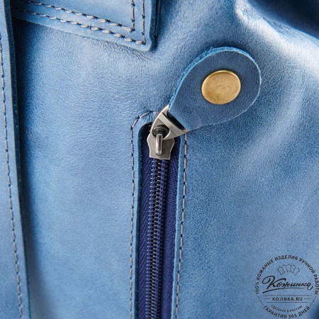 Женский кожаный рюкзак "Паулина" (синий)