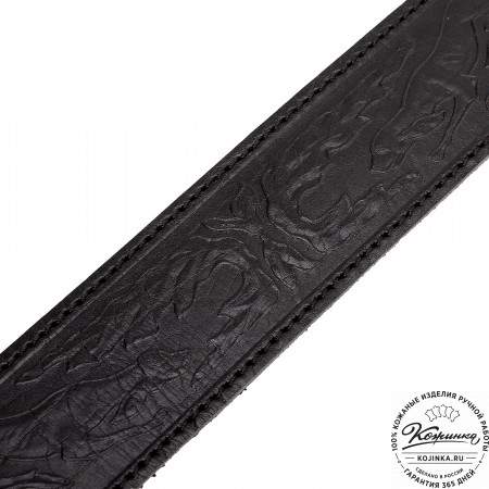 Кожаный ремень "Гренадёр"  тиснёный (чёрный)