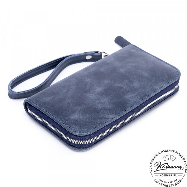 Кожаный клатч "Картер" (синий антик) . фото 1