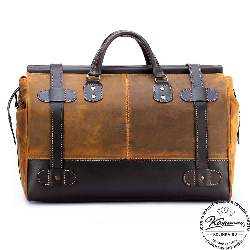 Кожаный дорожный саквояж "Большой" (рыжий крейзи)