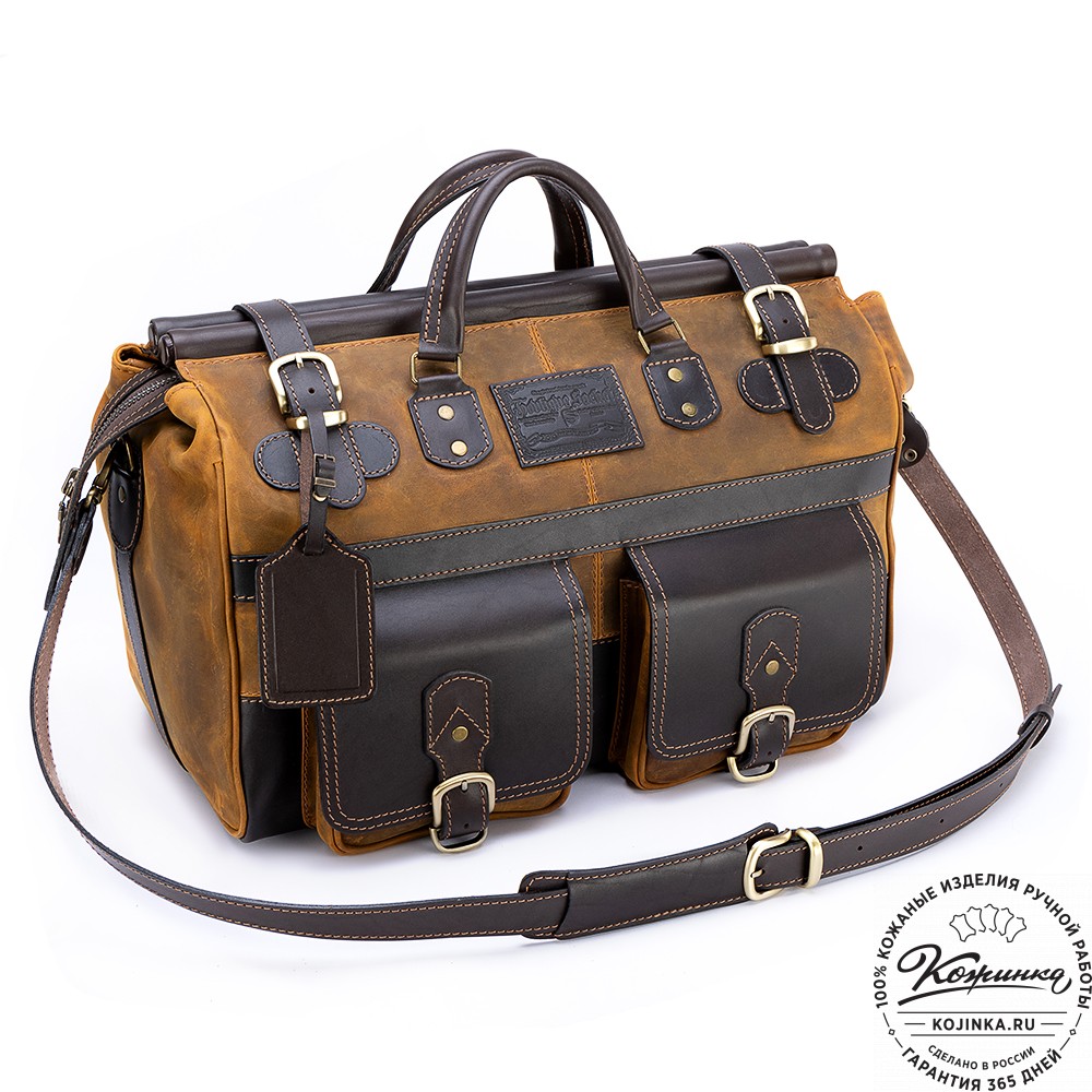 Кожаный дорожный саквояж "Большой" (рыжий крейзи)