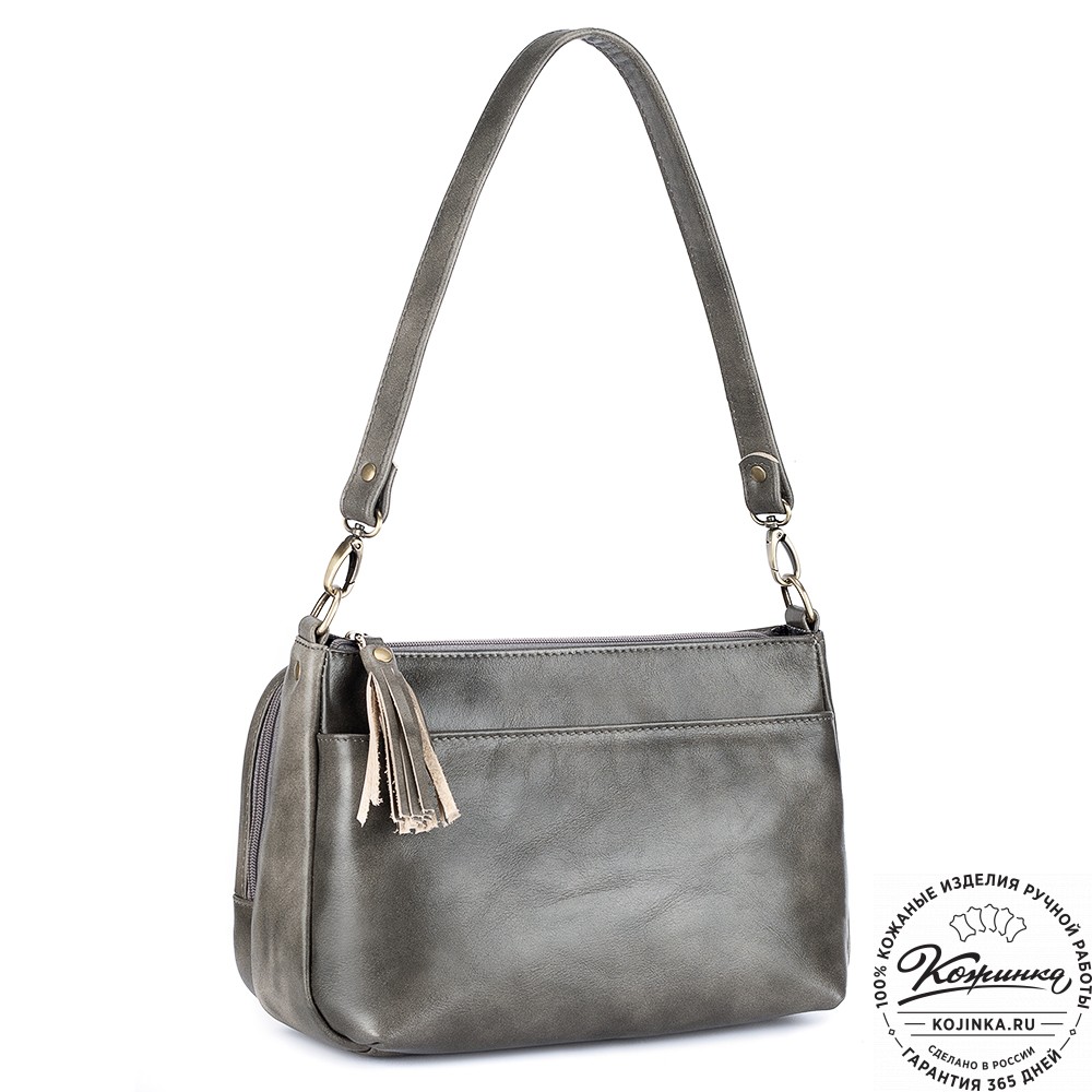 Женская кожаная сумка "Эмма" (серая гладкая кожа)