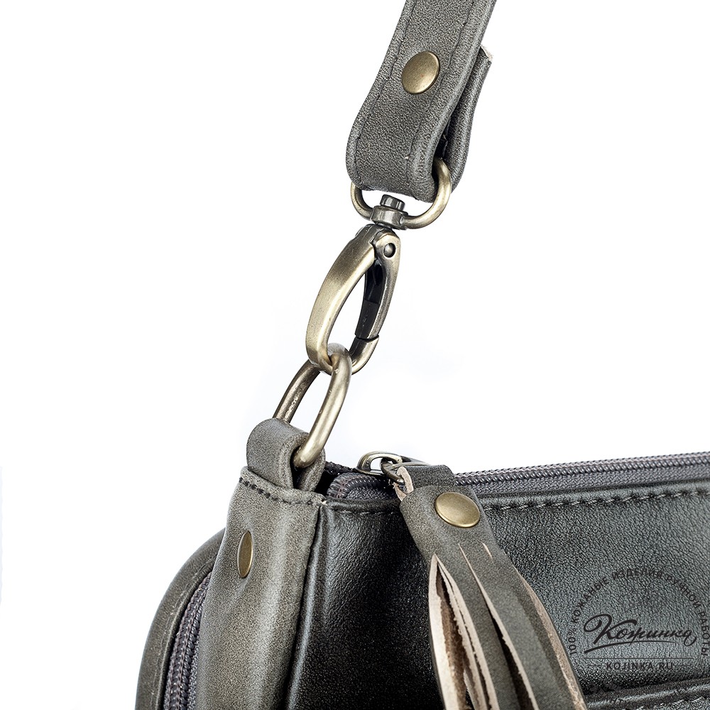 Женская кожаная сумка "Эмма" (серая гладкая кожа)