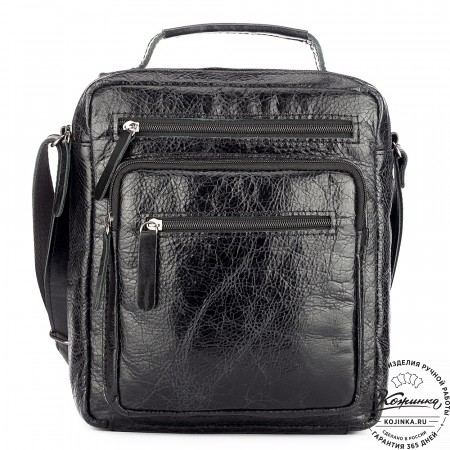 Кожаная сумка "Гектор" (чёрный антик) 
