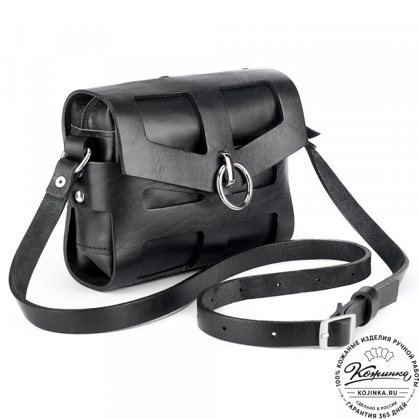 Женская кожаная сумка "Кортни" (чёрная) . фото 1