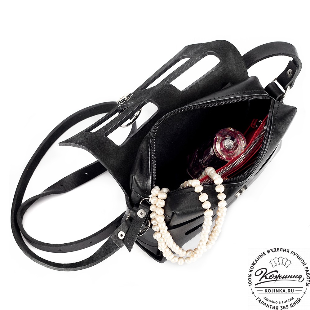 Женская кожаная сумка "Кортни" (чёрная) 