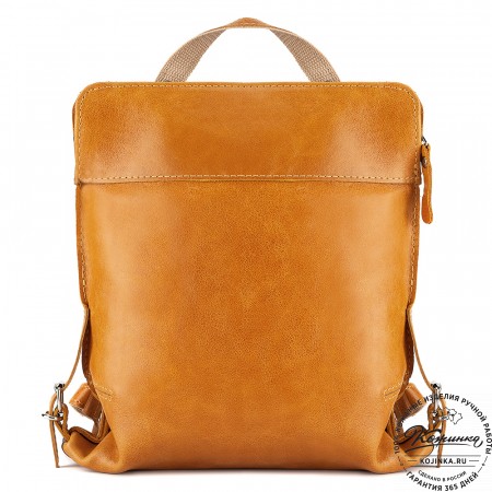 Женский кожаный рюкзак "Салоники" (жёлтый)