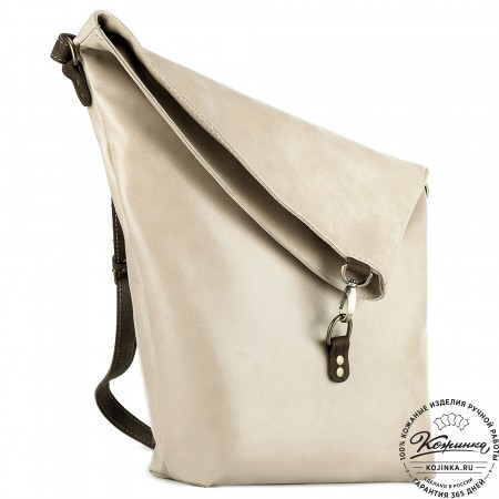 Кожаная сумка "Верона" (бежевая гладкая кожа)