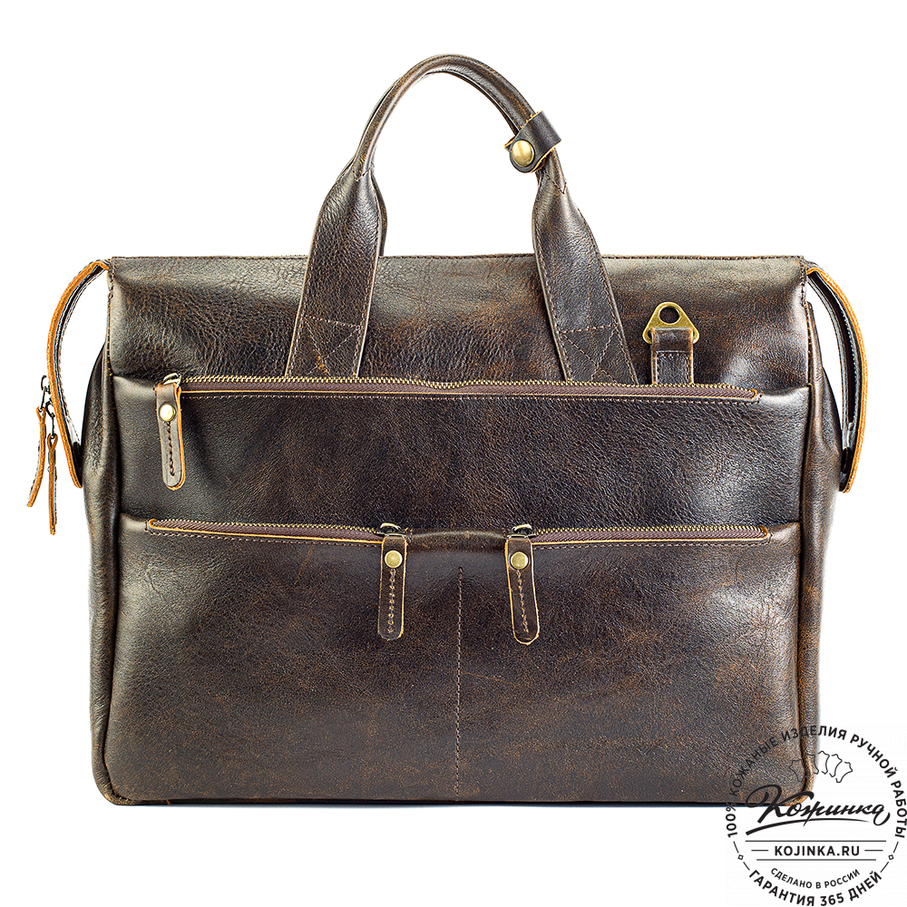 Кожаная деловая сумка "Марк" (коричневый эксклюзив)