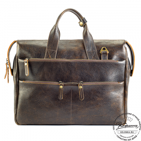 Кожаная деловая сумка "Марк" (коричневый эксклюзив)
