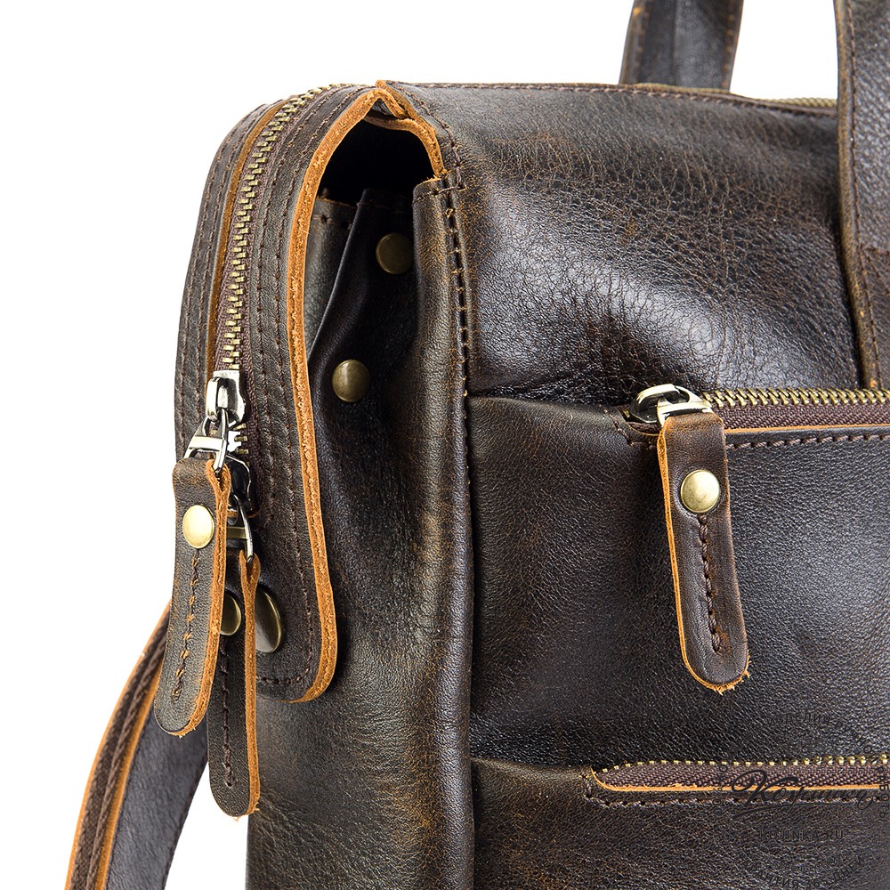 Кожаная деловая сумка "Марк" (коричневый эксклюзив)