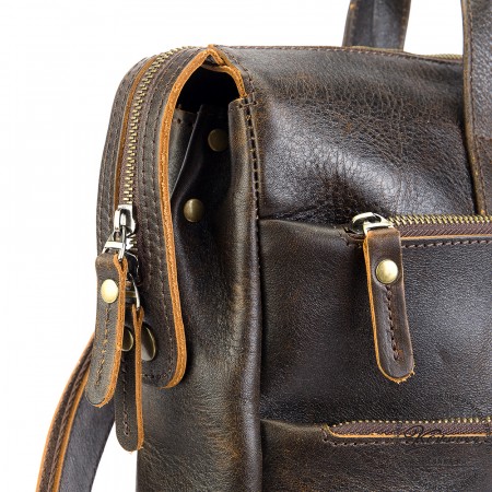 Кожаная деловая сумка "Марк" (коричневый эксклюзив)