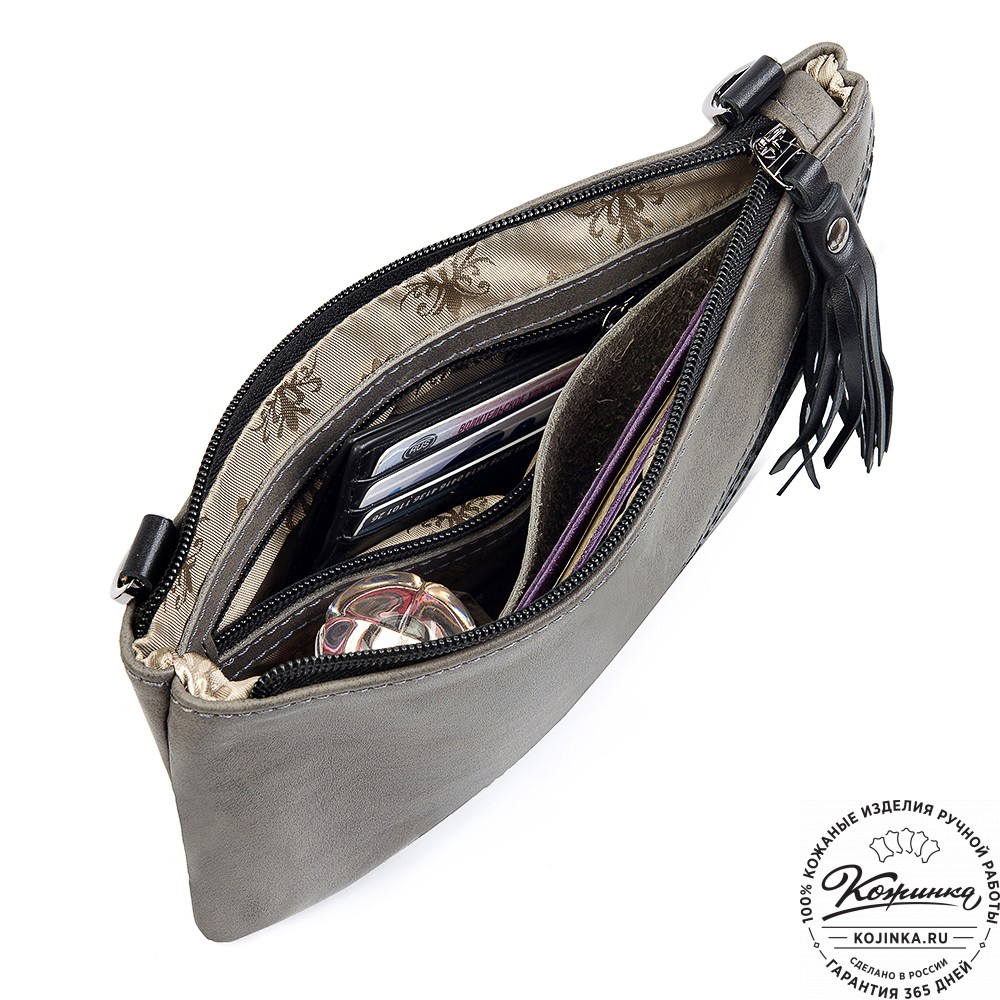 Женская кожаная сумка "Шарлота" (серая)