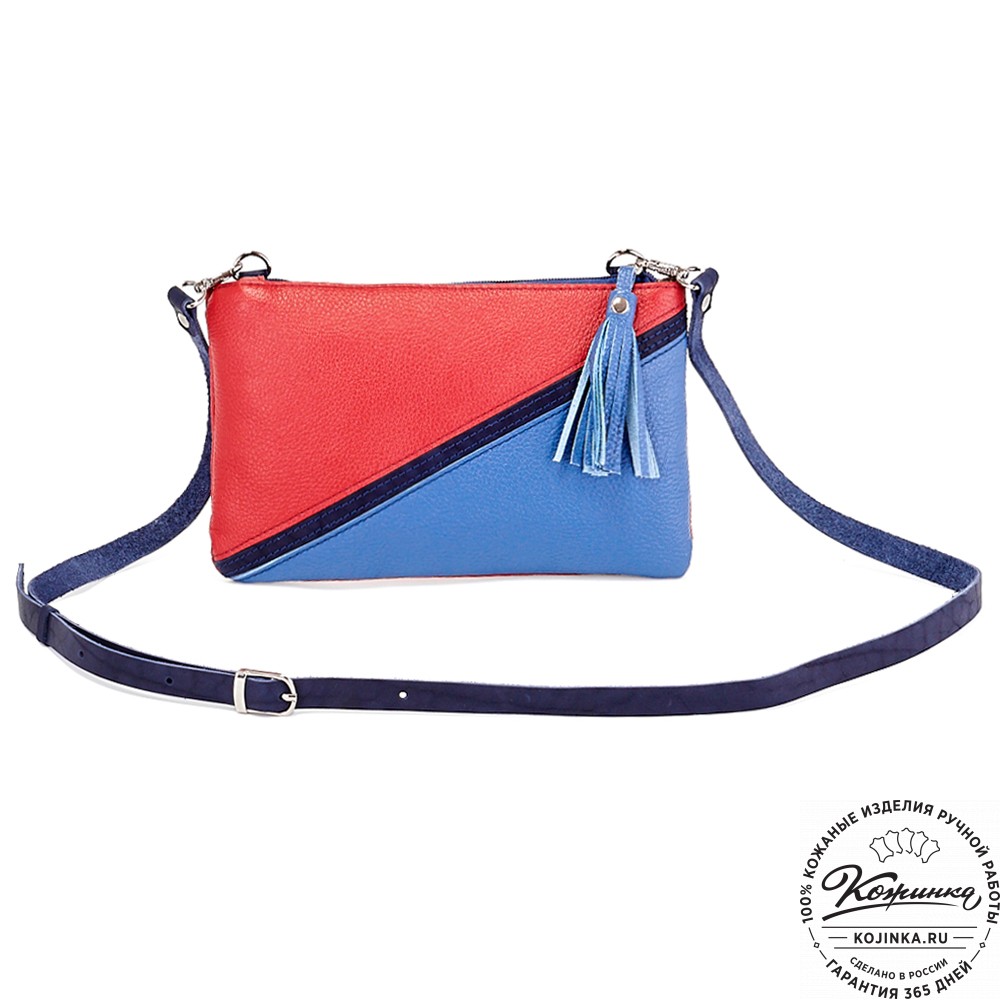 Женская кожаная сумка "Шарлота" (сине-красная)