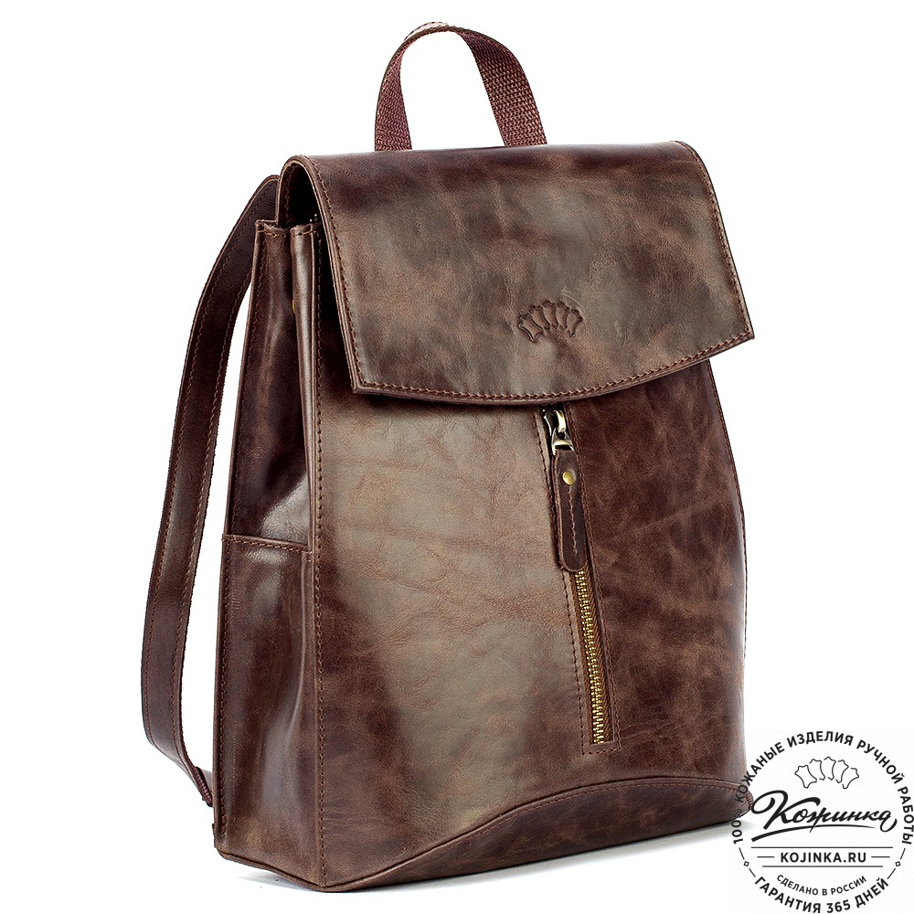 Женский кожаный рюкзак "Ассоль" (тёмно-коричневый антик)