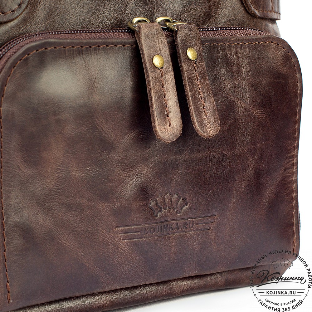Кожаная сумка "Феликс" (тёмно-коричневый антик) 