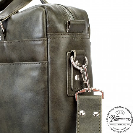 Кожаная деловая сумка "Хантер" (хаки гладкая кожа)