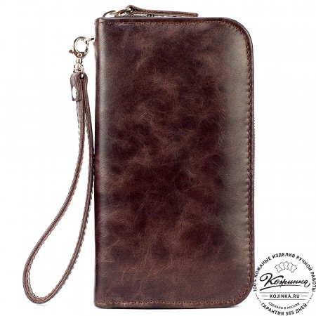 Кожаный клатч "Картер" (тёмно-коричневый антик) 