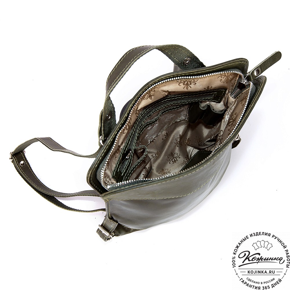 Женский кожаный рюкзак "Салоники" (хаки)