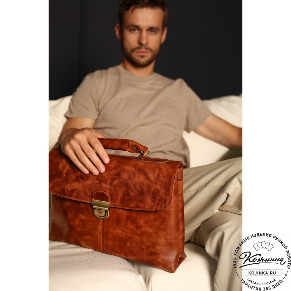 Кожаный портфель "Александрия" (рыжий антик)