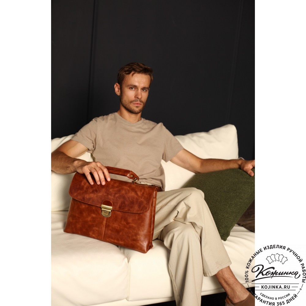 Кожаный портфель "Александрия" (рыжий антик)