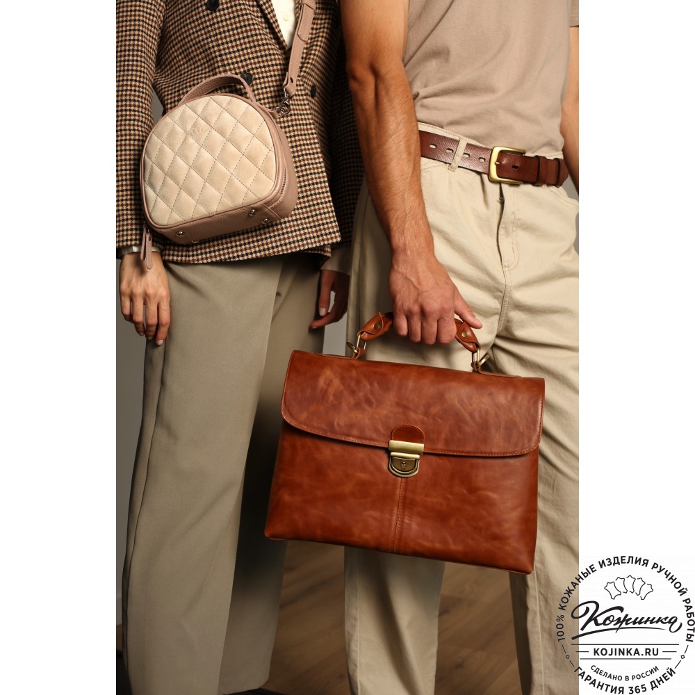 Кожаный портфель "Александрия" (рыжий антик)