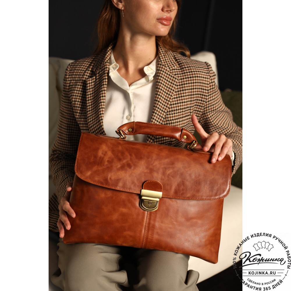 Кожаный портфель "Александрия" (рыжий антик)