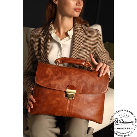 Кожаный портфель "Александрия" (рыжий антик)