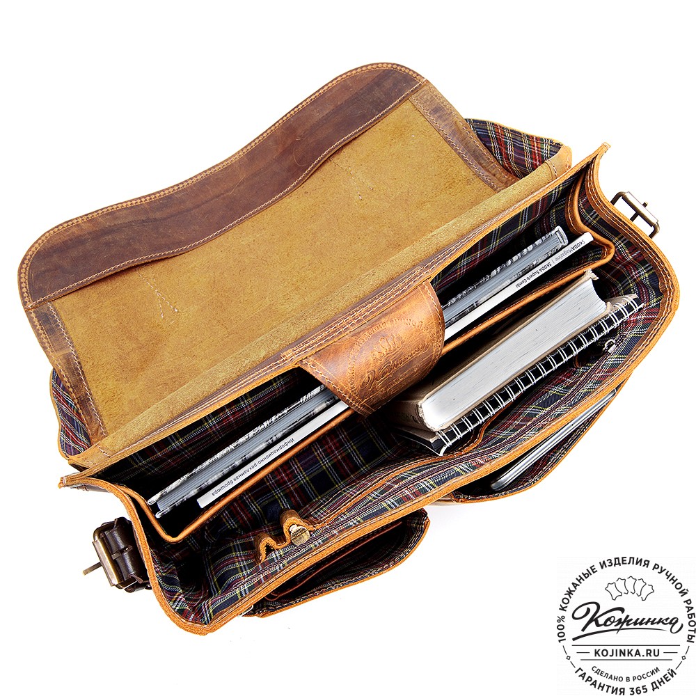 Кожаная сумка "Форман" (рыжий крейзи)