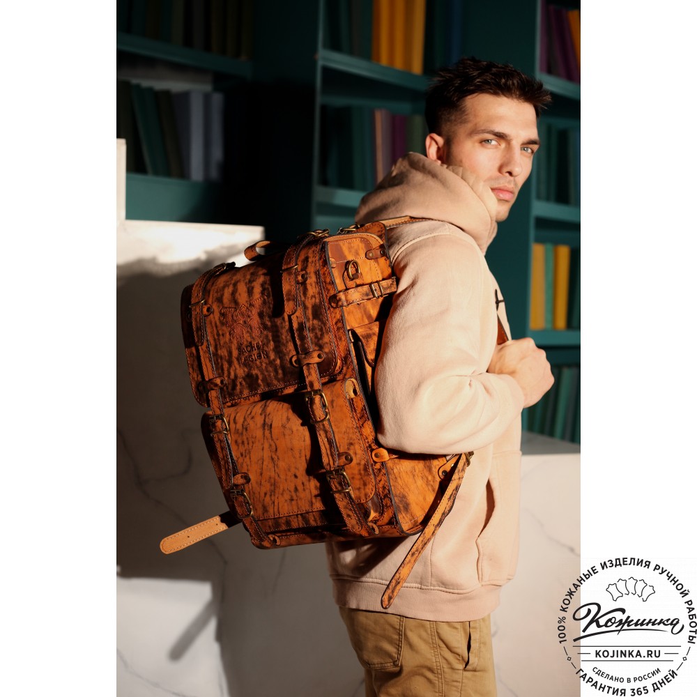 Мужской кожаный рюкзак "Легион" (старение рыжее)