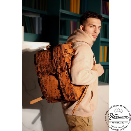 Мужской кожаный рюкзак "Легион" (старение рыжее)
