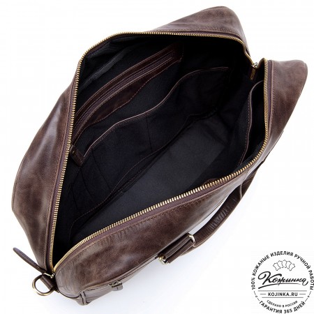 Кожаная деловая сумка "Окленд нью" (тёмно-коричневый антик)