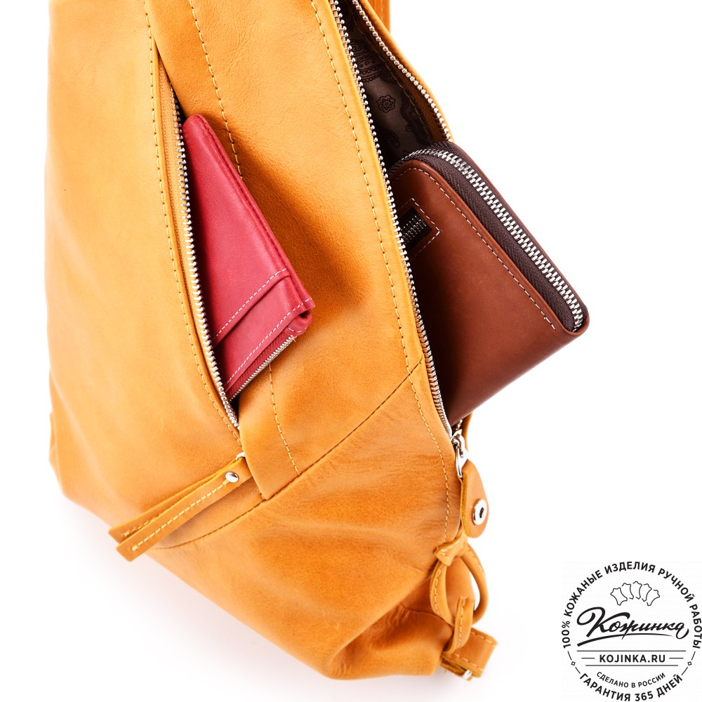 Кожаный рюкзак "Африка" (жёлтый)