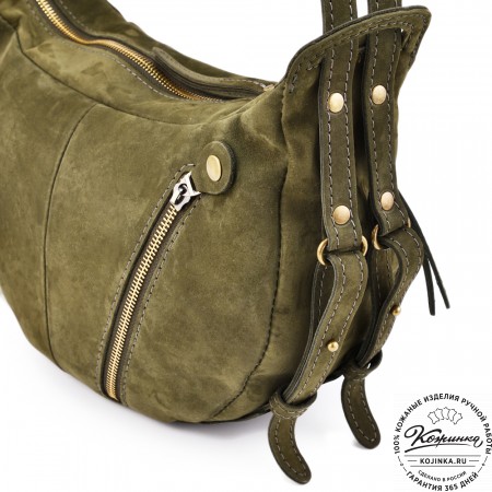 Женская кожаная сумка "Техас" (хаки нубук)