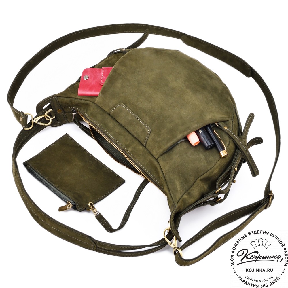 Женская кожаная сумка "Техас" (хаки нубук)