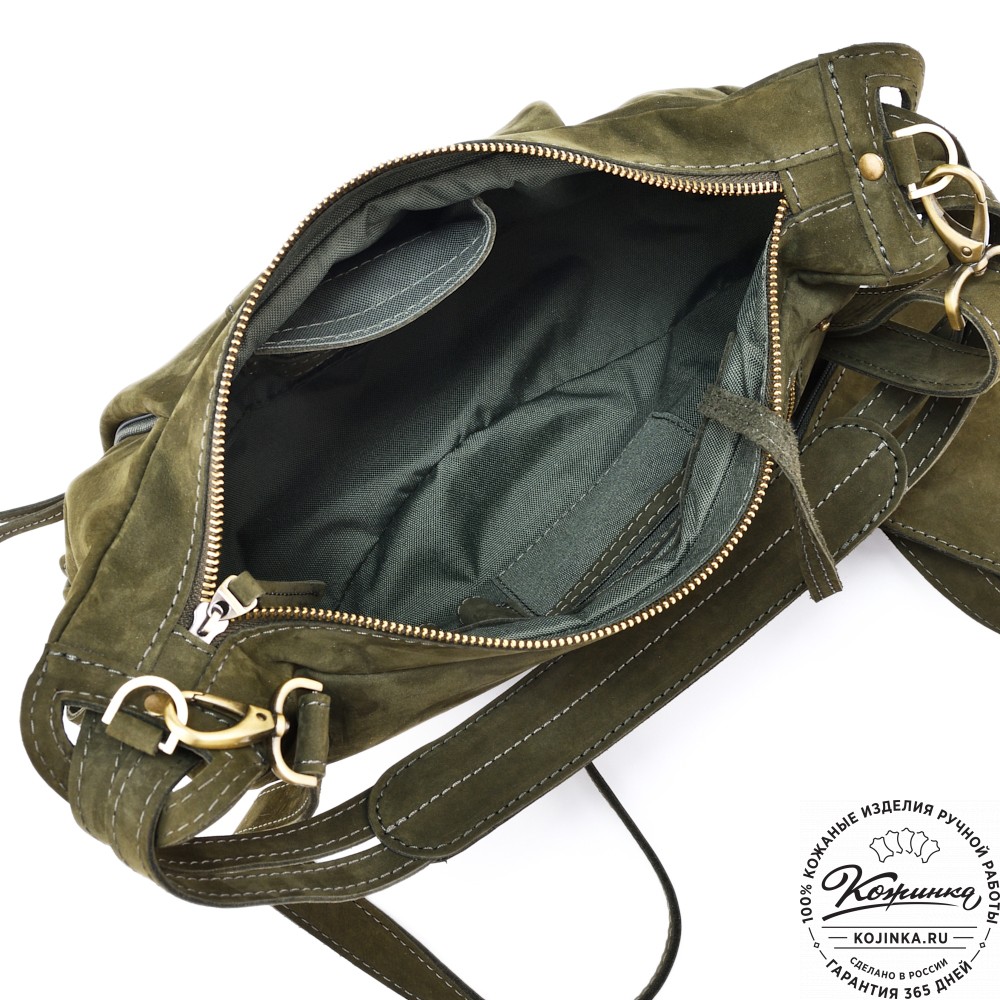 Женская кожаная сумка "Техас" (хаки нубук)