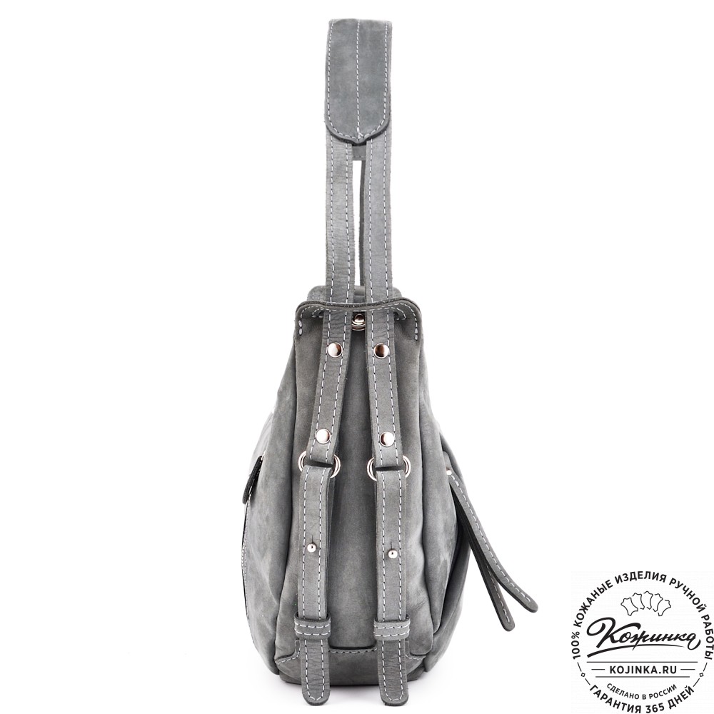 Женская кожаная сумка "Техас" (серый нубук)