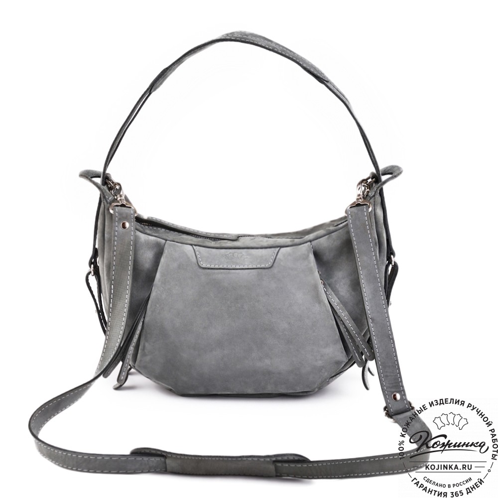 Женская кожаная сумка "Техас" (серый нубук)