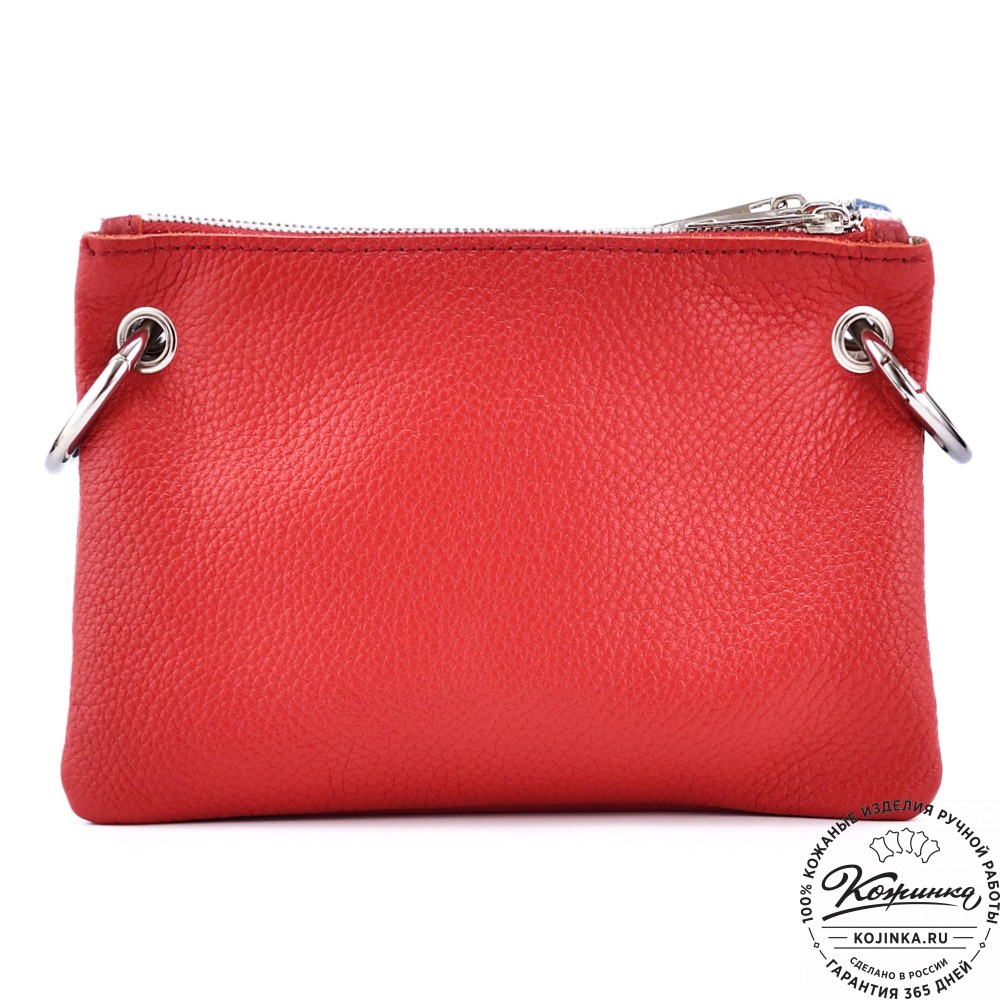 Женская кожаная сумка "Трио" (синий/белый/красный)